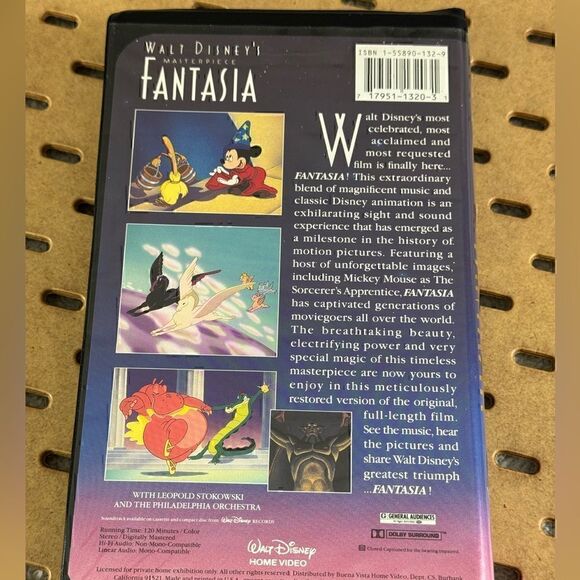 Walt Disney's Masterpiece Fantasia (VHS, 1991) Real Black Diamond 1132 Edition - Picture 6 of 16